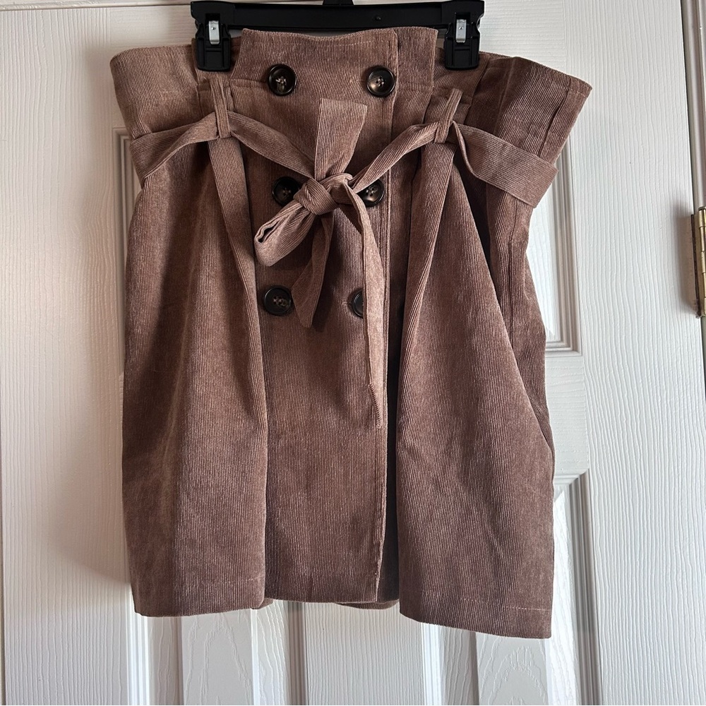 Altar’d State Brown Corduroy Pleated Skirt Size L
